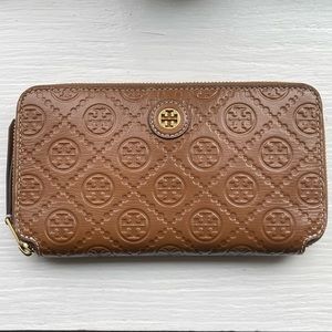 🤎 Tory Burch Wallet | T MONOGRAM LEATHER ZIP CONTINENTAL WALLET